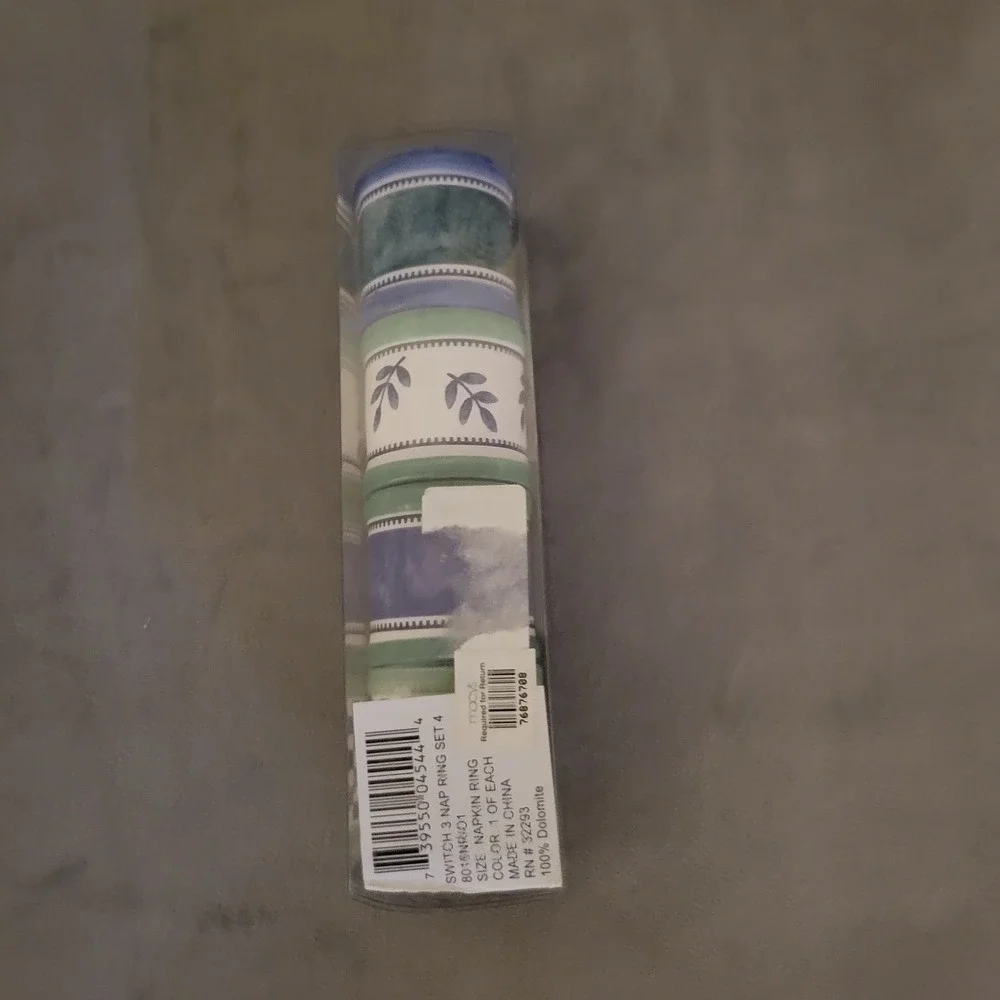 Villeroy & Boch Switch 3 Napkin Rings Set of 4 Dolomite Blue Green White